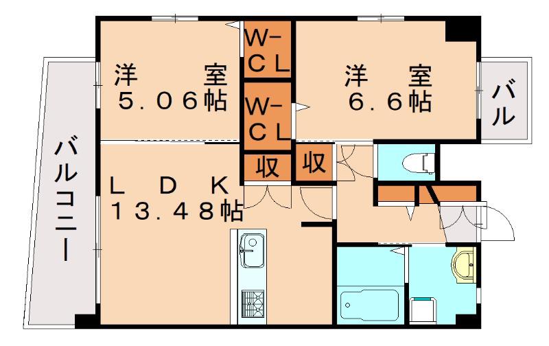 オーヴィジョンクラス浅香通(2LDK/13階)の間取り写真