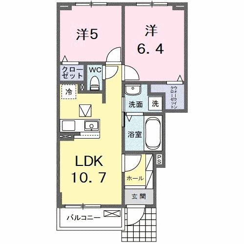 ルーク II(2LDK/1階)の間取り写真