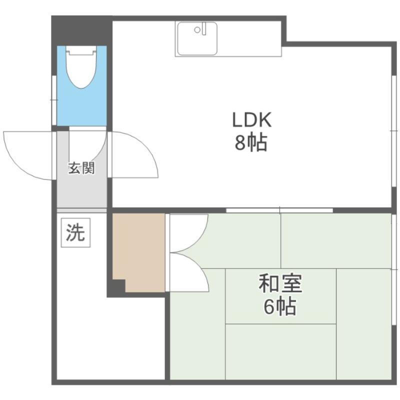 グランドール角屋II(1DK/2階)の間取り写真