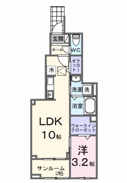 ニューデフィ藤(1LDK/1階)の間取り写真