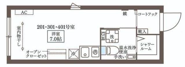 COCOCUBE大井町II(ワンルーム/3階)の間取り写真