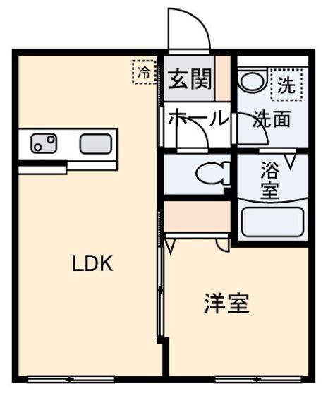 MERSEA(1LDK/1階)の間取り写真