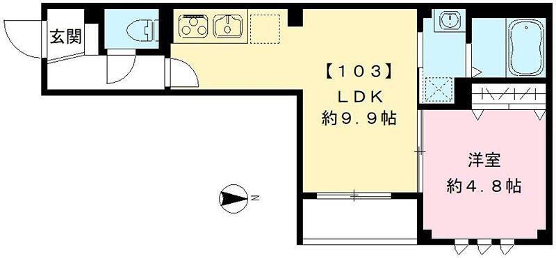 INIZIO イニッジオ(1LDK/1階)の間取り写真