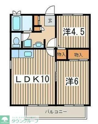 ファインビュー(2LDK/1階)の間取り写真