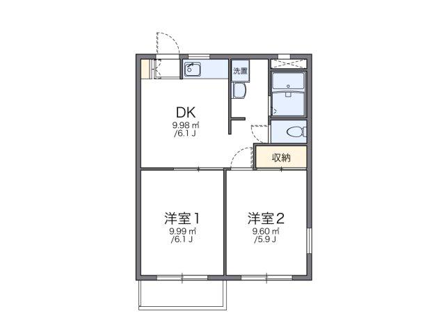レオパレスANNEX新川崎(2DK/2階)の間取り写真