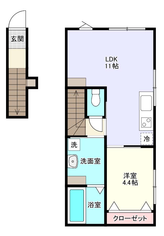 グランビルド江木(1LDK/2階)の間取り写真