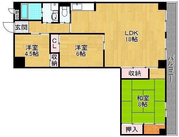 ハイツ昴2番館(4LDK/2階)の間取り写真