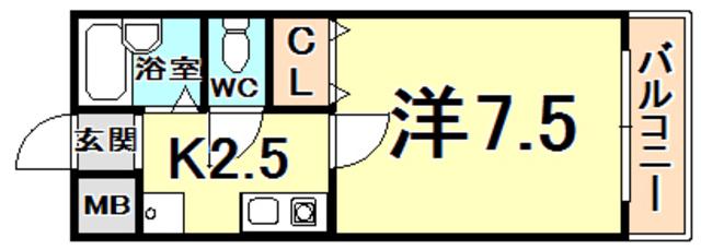 パレ北昭和(1K/1階)の間取り写真