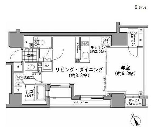 パークハビオ八丁堀(1LDK/10階)の間取り写真