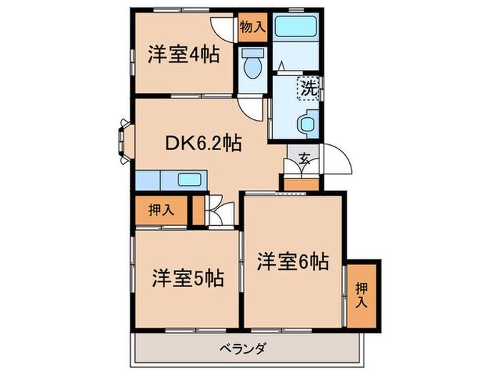 エクセルA(3DK/2階)の間取り写真