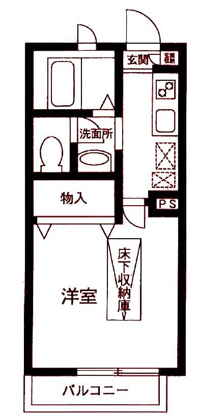 ウインドヒル都筑(1K/1階)の間取り写真