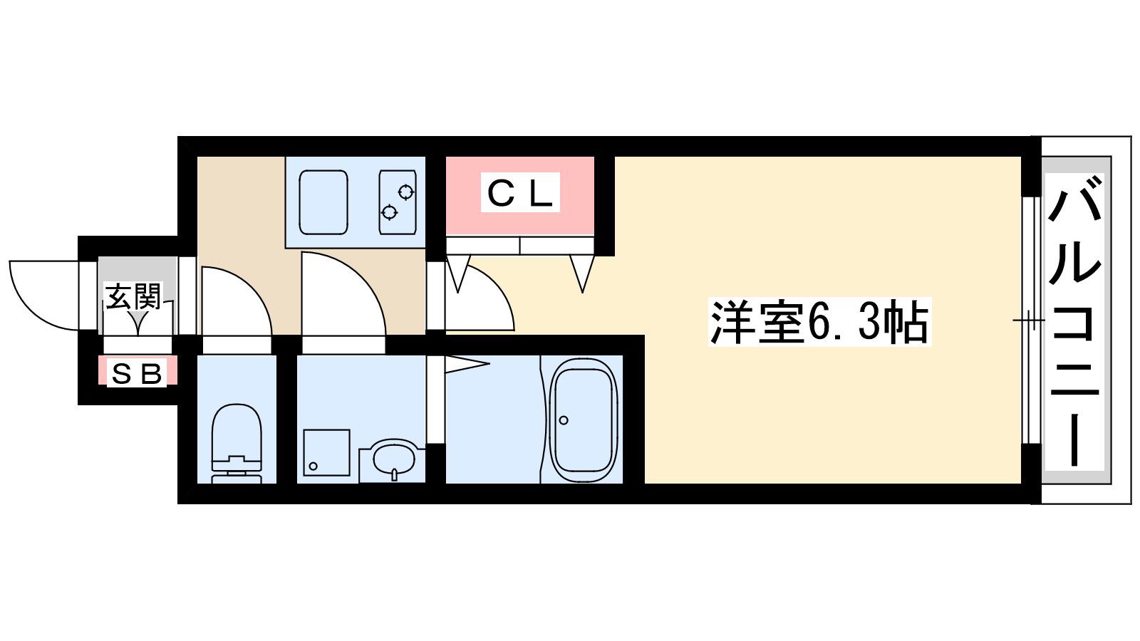 レジュールアッシュ塚本レジデンス(1K/7階)の間取り写真