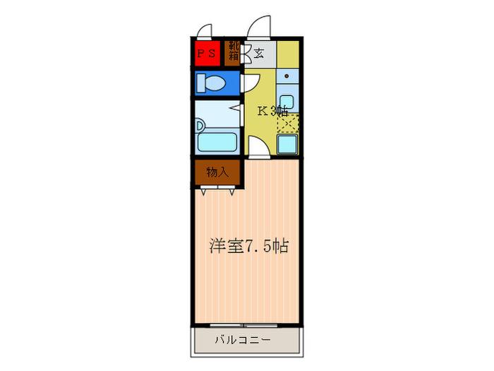 グランデヴェラ(1K/4階)の間取り写真