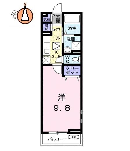 ライラック(1K/1階)の間取り写真