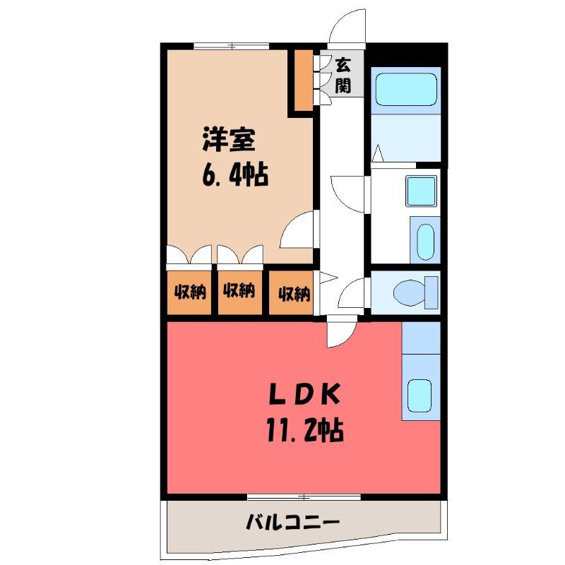 ヴィラ・桃の木(1LDK/1階)の間取り写真