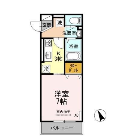 クラヴィーア山形(1K/2階)の間取り写真