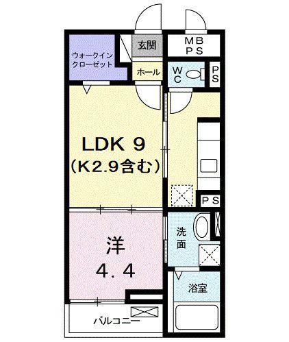ヴェルパシオ(1LDK/1階)の間取り写真
