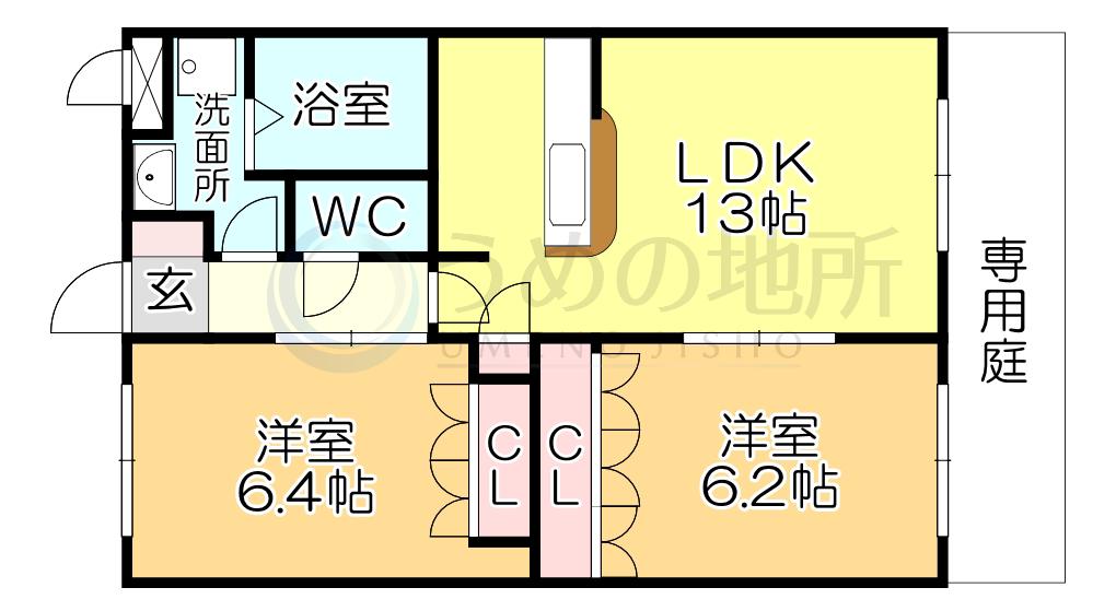 FOREST美咲(2LDK/1階)の間取り写真