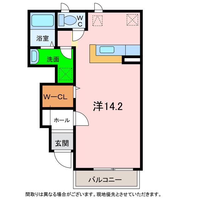グラン ベルジュA・B(ワンルーム/1階)の間取り写真