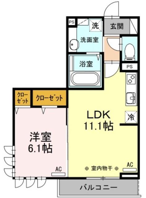 パインレジデンス(1LDK/2階)の間取り写真