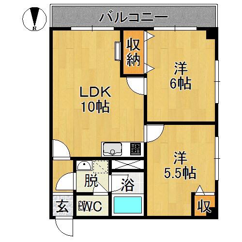 プレステージ青山(2LDK/1階)の間取り写真