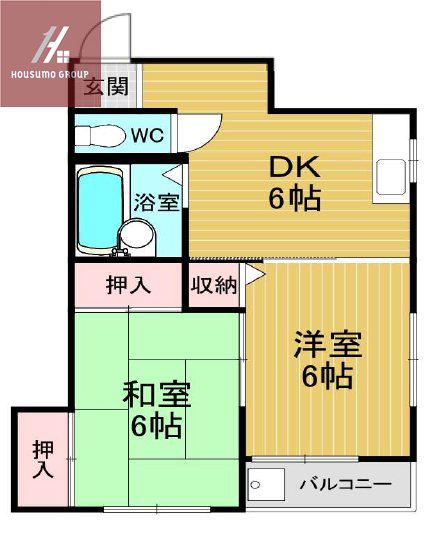 GDCアウスレーゼ旭ヶ丘(2DK/2階)の間取り写真