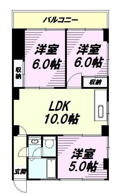 ベルハイム河辺(3LDK/2階)の間取り写真