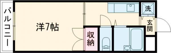 ラヴェニュー西牧野(1K/1階)の間取り写真