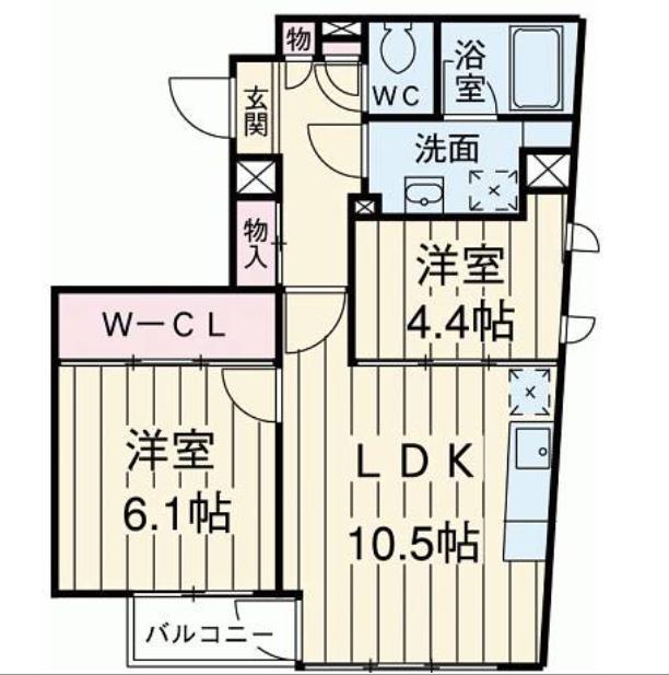 クレア白金高輪(2LDK/3階)の間取り写真