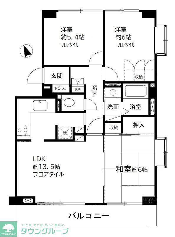 グロースメゾン海神A棟(3LDK/3階)の間取り写真