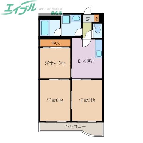 ルラージュ(3DK/3階)の間取り写真
