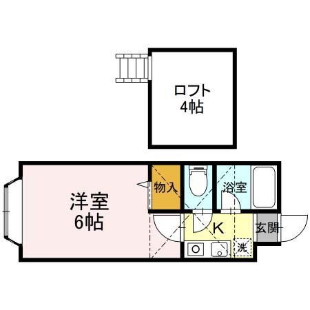 ベルシティ木ノ下(1K/2階)の間取り写真