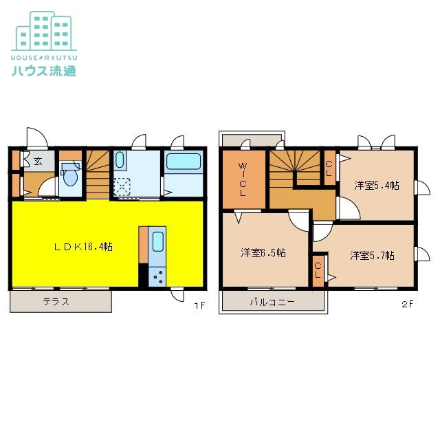ディアモンテ合町(3LDK/2階)の間取り写真