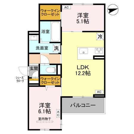 コントレイル(2LDK/2階)の間取り写真