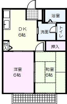 メゾンボナール(2DK/2階)の間取り写真