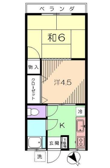 ハイムふづき(2K/1階)の間取り写真