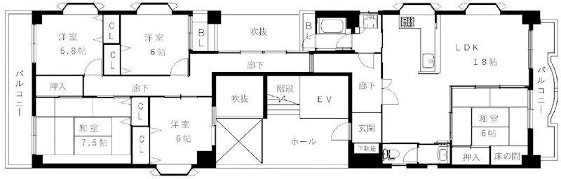 ろいやる はせがわ(5LDK/7階)の間取り写真