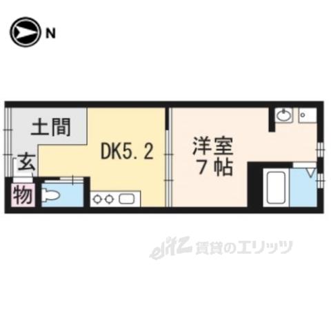 エルベコート東山七条(1DK/1階)の間取り写真