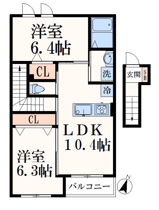 ルミナス ケイポート(2LDK/2階)の間取り写真