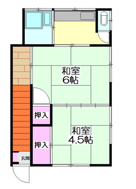 藤美荘(2K/2階)の間取り写真