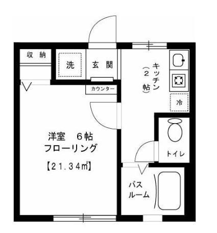 ハイツワールド幸(1K/2階)の間取り写真