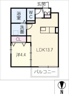 津駅西口マンション(1LDK/2階)の間取り写真