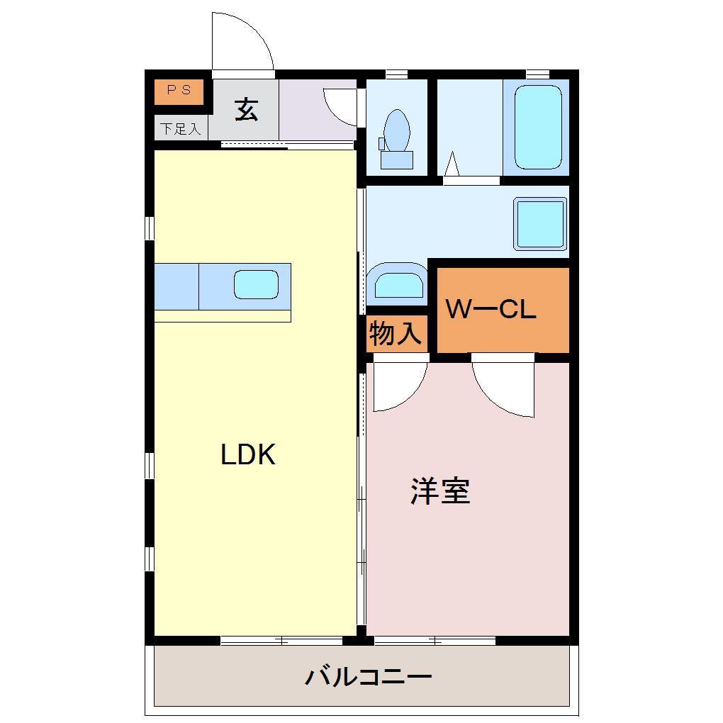 SOLEILA・B(1LDK/2階)の間取り写真