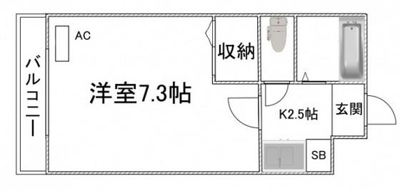 サンヒルズ古市(1K/2階)の間取り写真