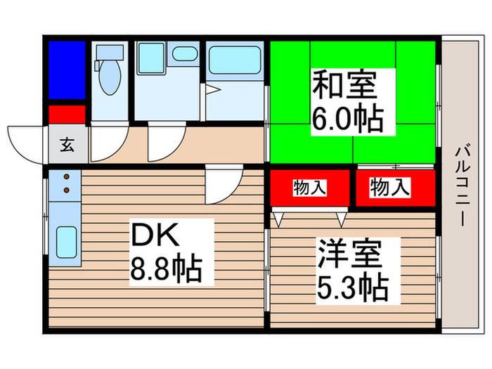 ベルツリー(2DK/3階)の間取り写真