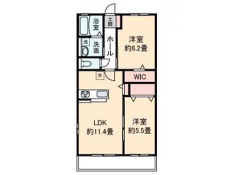 フローラルコートE(2LDK/2階)の間取り写真