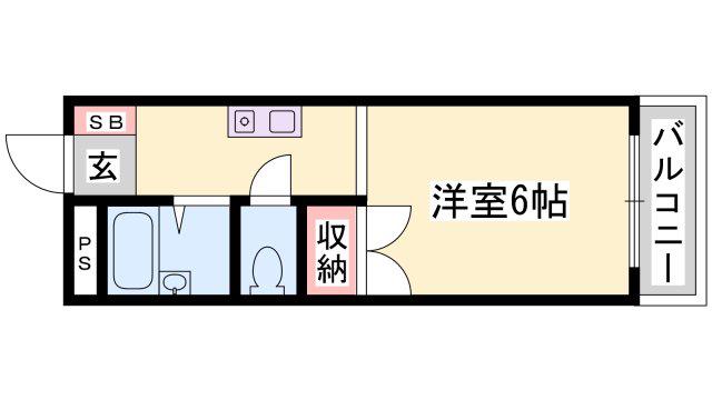 セレッソ壱番館(ワンルーム/2階)の間取り写真