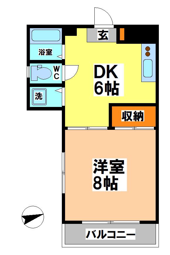 サンパレス第2牟礼(1DK/2階)の間取り写真