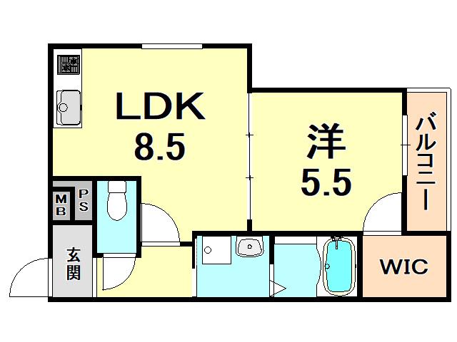 フジパレス西宮戎5番館(1LDK/2階)の間取り写真