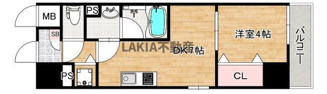アグレアーブル(1DK/2階)の間取り写真